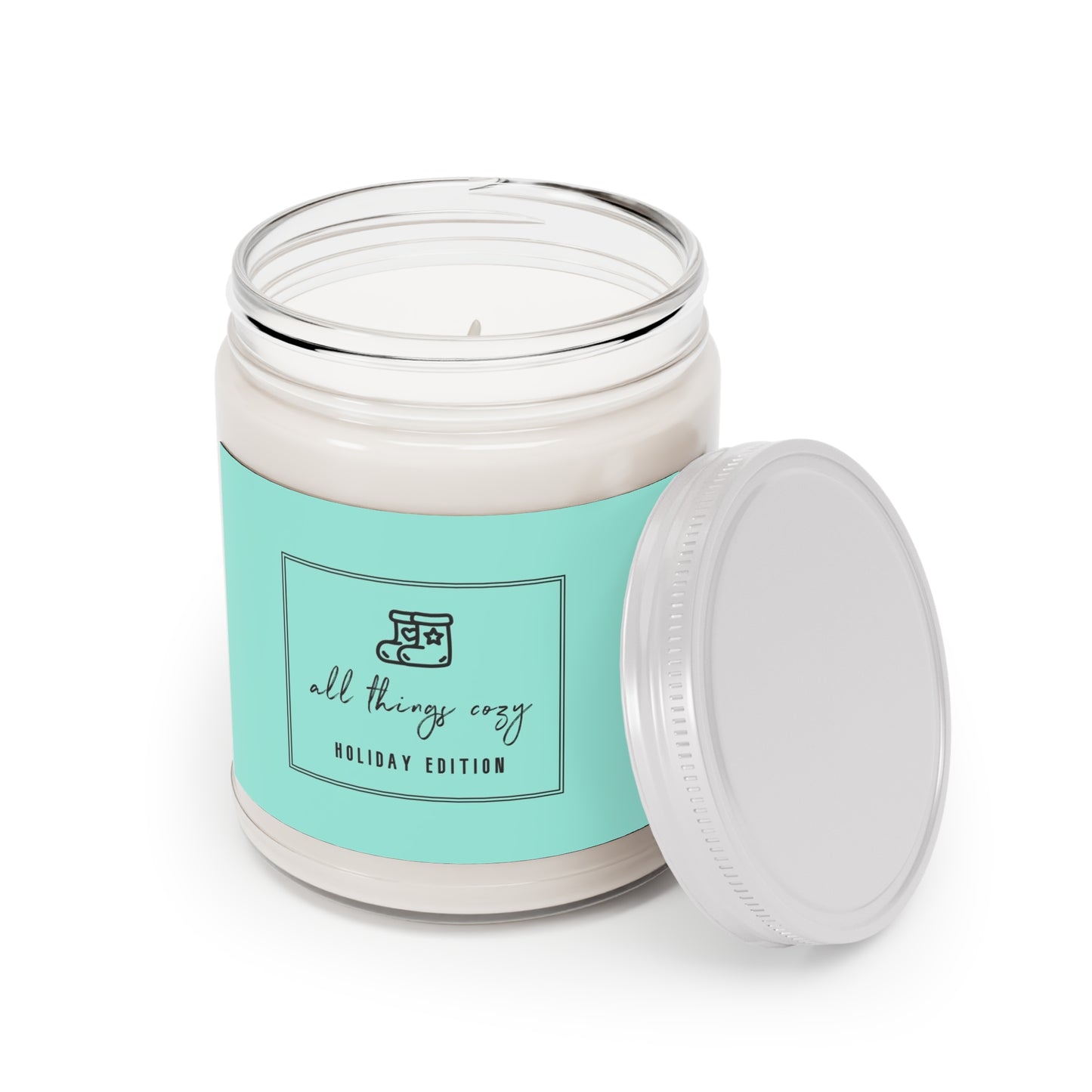 Soy Candle 9oz — Clean Cotton Scented Jar with White Lid